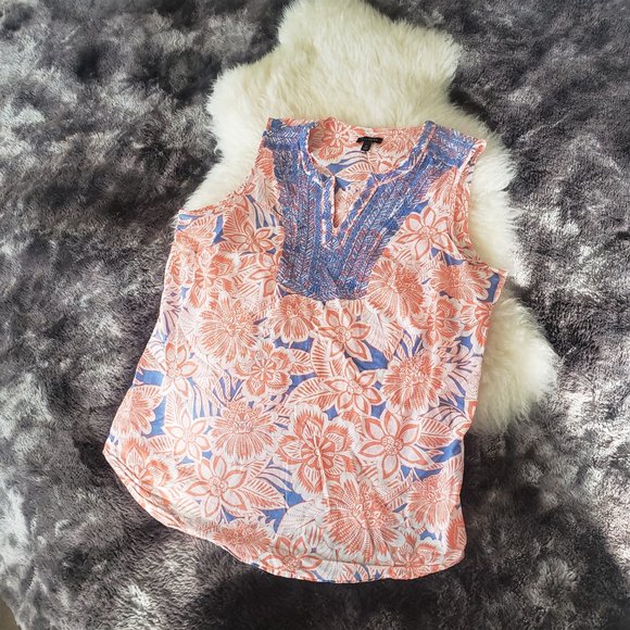 Talbots 100% Cotton Tropical Tunic - Fun and cool! Size M - Picture 6 of 7